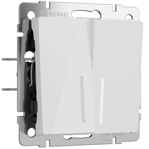 Изображение W1120141/ Выключатель двухклавишный с подсветкой (белый акрил) W1120141