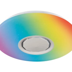 Изображение Музыкальный светодиодный светильник c подсветкой RGB FF200 WH/CH белый/хром 48W D395*80 (ПДУ ИК)