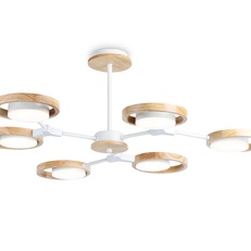 Изображение Подвесной светодиодный светильник FL51615/6 WH/LW белый/светлое дерево 3000K/4200K/6400K 42W D825*285 (Без ПДУ)
