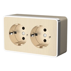 Изображение Розетка двойная с заземлением Gallant (шампань рифленый) W5072110