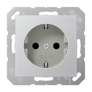 Изображение Розетка с заземлением и шторками 16А 250В A 500 алюминий A1520KIAL Jung