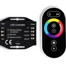 Изображение Контроллер для светодиодных лент RGB с сенсорным радио пультом 2.4G 24A 12V 288W/ 24V 576W GS11401 GS11401 контроллер RGB 24A 12V 288W/ 24V 576W (ПДУ Радио 2.4G AAA)