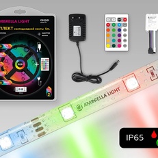 Изображение Комплект светодиодной ленты RGB Ambrella Light GS2501 5050 30Led /7.2W m/ 12V IP65 RGB 5m GS2501 5050 30Led/ 7.2W m/ 12V IP65 RGB/ 5000*10*2.87mm (4 конт.) комплект