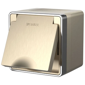 Изображение Розетка влагозащ. с зазем. с защит. крышкой и шторками Gallant (шампань рифленый) W5071210