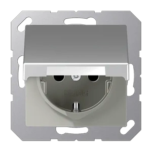 Изображение Розетка с заземлением и крышкой 16А 250В A plus алюминий A1520BFKLAL Jung