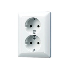 Изображение Розетка двойная с заземлением литая Eco Profi Deco белая AS5020UWW Jung