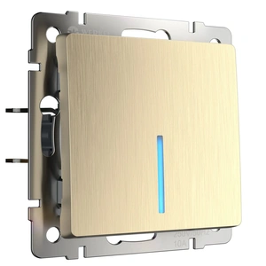 Изображение Выключатель одноклавишный проходной с подсветкой (шампань рифленый) W1112110