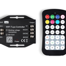 Изображение Контроллер WIFI Tuya для светодиодных лент RGB c радио пультом 2.4G 24A 12V 288W/ 24V 576W GS11551 GS11551 контроллер WIFI Tuya RGB 24A 12V 288W/ 24V 576W (ПДУ Радио 2.4G CR2025)