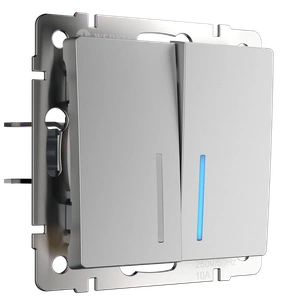 Изображение Выключатель двухклавишный проходной с подсветкой (серебряный) W1122106