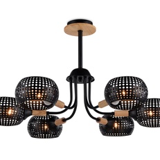 Изображение Подвесная люстра TR80167/6 BK/LWD черный/светлое дерево E14/6 max 40W D690*370