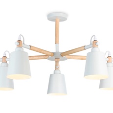 Изображение Подвесная люстра TR82208/5 WH/LW белый/светлое дерево E27/5 max 40W D780*430