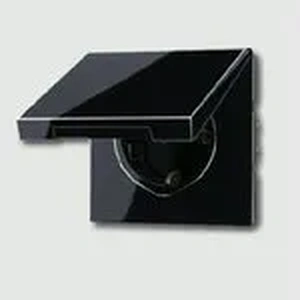 Изображение Розетка с заземлением и крышкой 16А 250В A 550 черный глянцевый A1520KLSW Jung