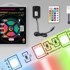 Изображение Комплект светодиодной ленты RGB Ambrella Light 5m GS2402 5050 60Led /14.4W m/ 12V IP20 RGB 5m GS2402 5050 60Led/ 14.4W m/ 12V IP20 RGB/ 5000*10*1.87mm (4 конт.) комплект