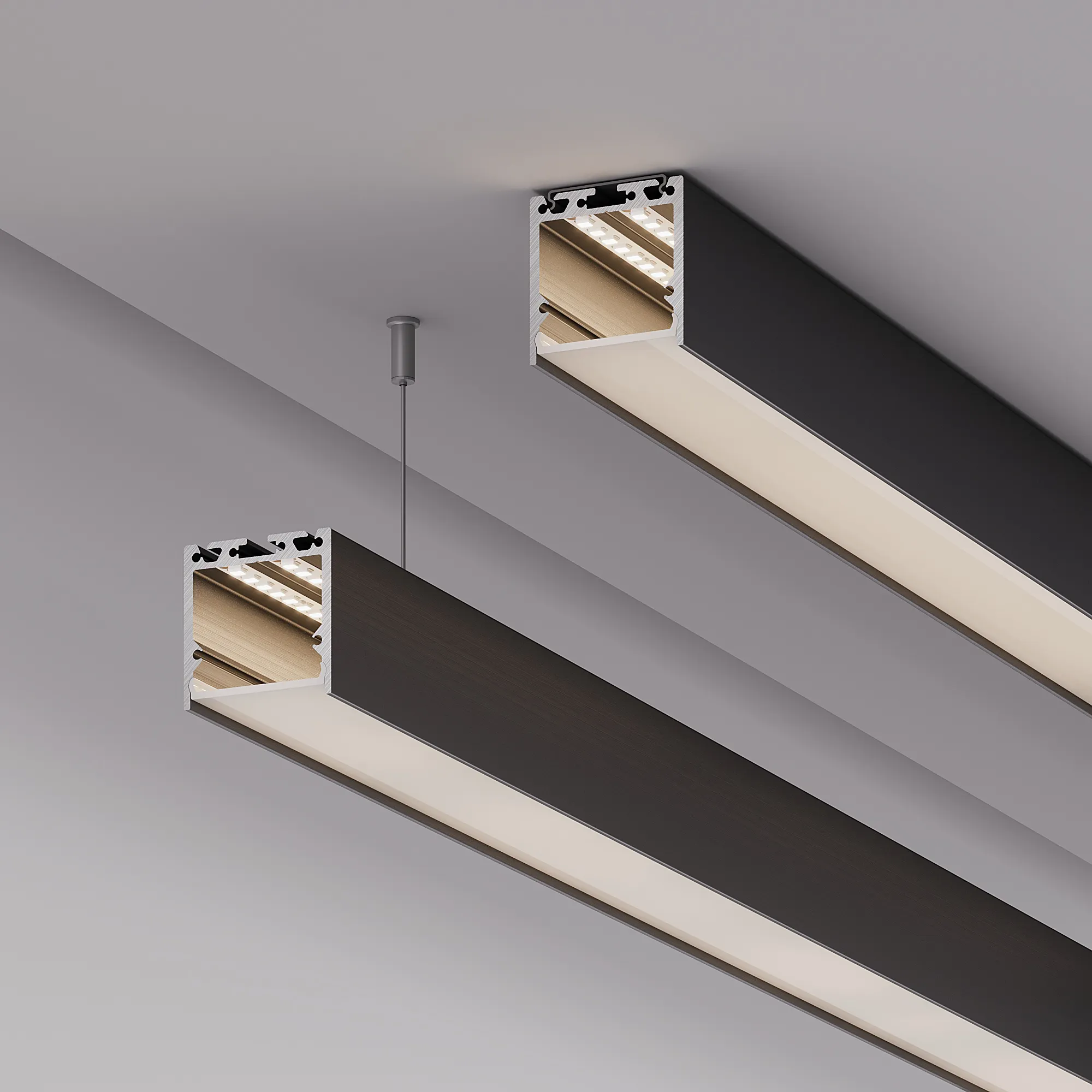 Профиль с экраном SL-LINE-3535-2500 BLACK+OPAL (Arlight, Алюминий) - Изображение