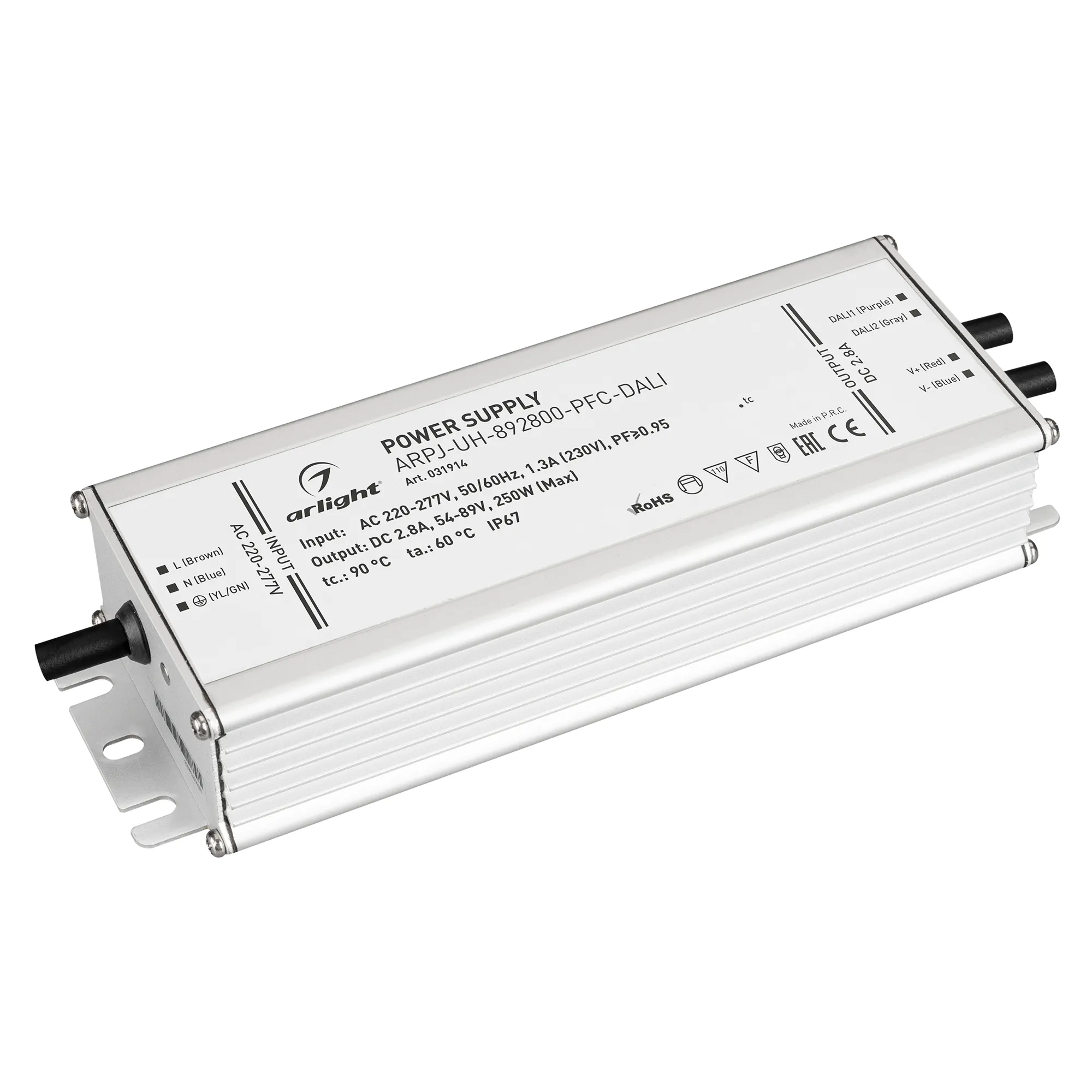 Блок питания ARPJ-UH-892800-PFC-DALI (250W, 2.8A) (Arlight, IP67 Металл, 7 лет) - Изображение