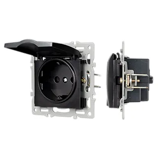Механизм розетки влагозащищённый SCT-MCP-PL-BK (250V, 16A) (Arlight, -) - Изображение
