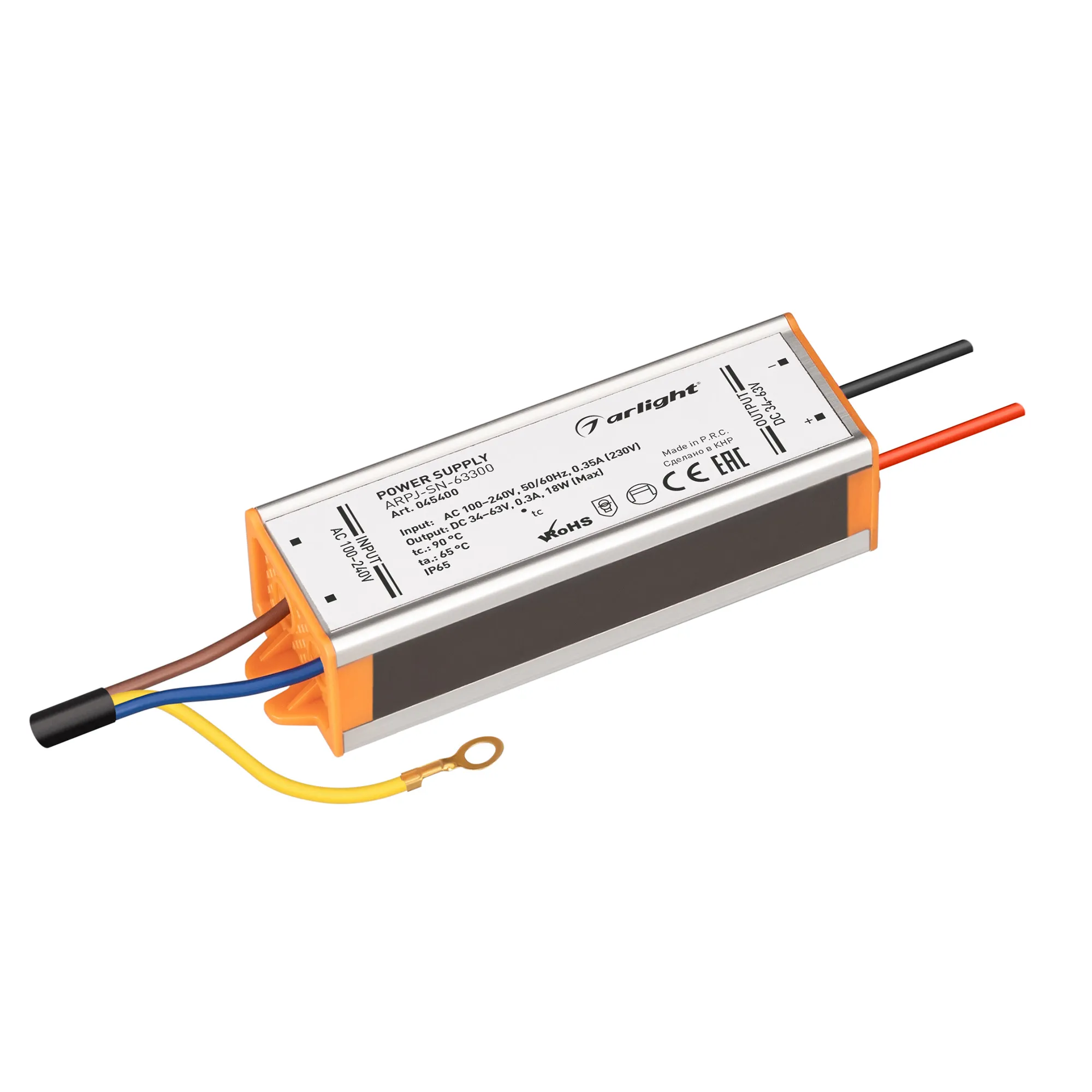 Блок питания ARPJ-SN-63300 (18W, 34-63V, 300mA) (Arlight, IP65 Металл, 3 года) - Изображение
