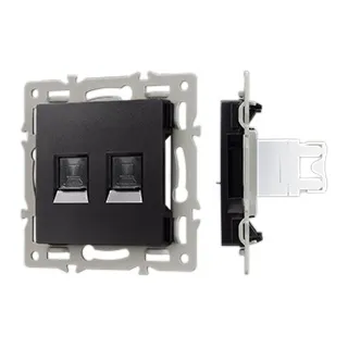 Механизм компьютерной розетки двойной SCT-MPC2-PL-BK (RJ-45, CAT6) (Arlight, -) - Изображение