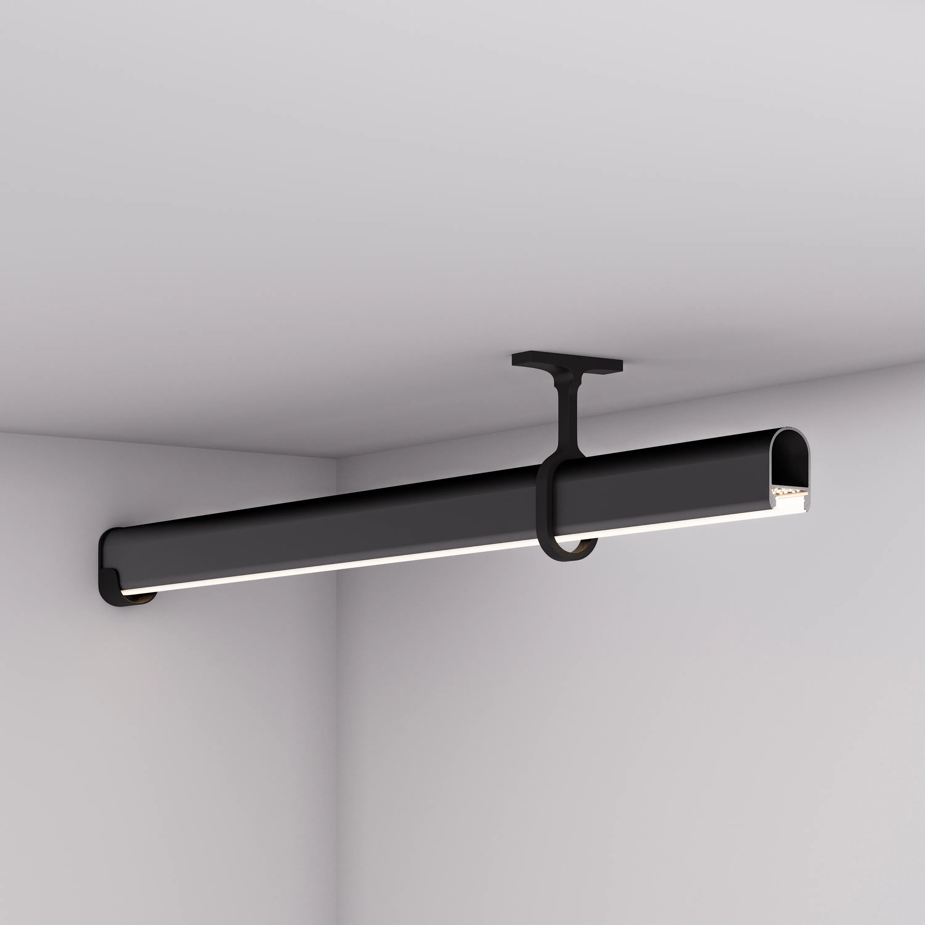 Профиль WARDROBE-1930-2000 ANOD BLACK (Arlight, Алюминий) - Изображение